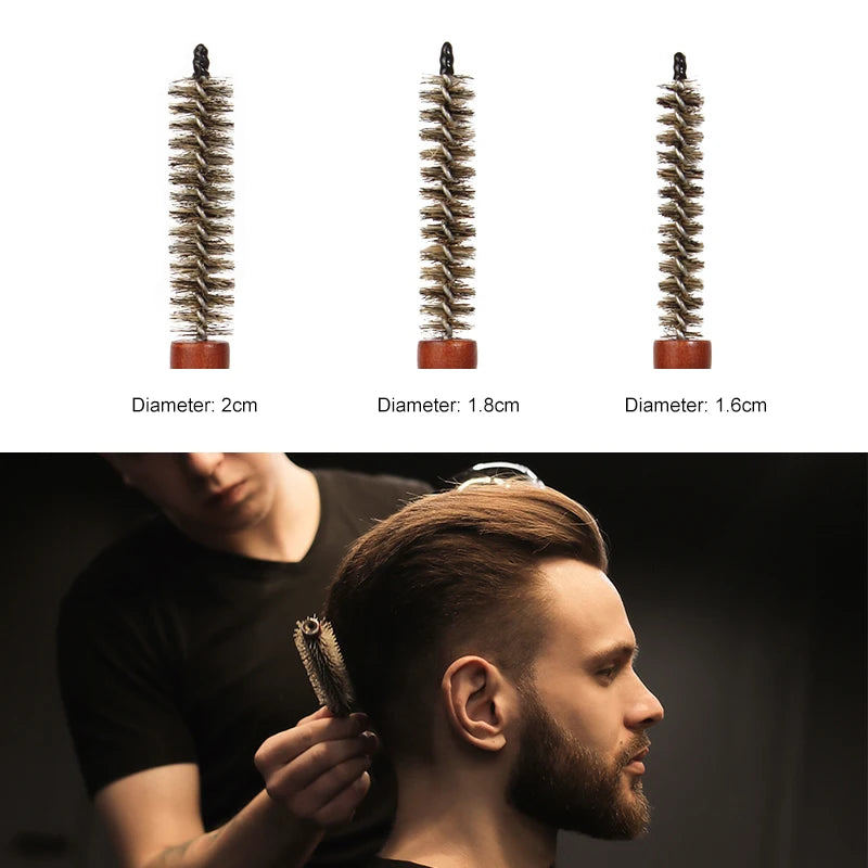 Mini Curling Comb Hair Salon Hairstyle Multi-functional Small Portable Round Wooden Roller Styling Beard Care Tool for All Hair