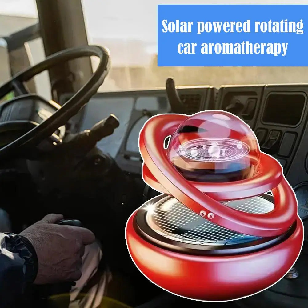 Car Air Freshener Solar Energy Air Purifier With incense tablets Autorotation Interstellar Ball Double Ring Suspension Decor