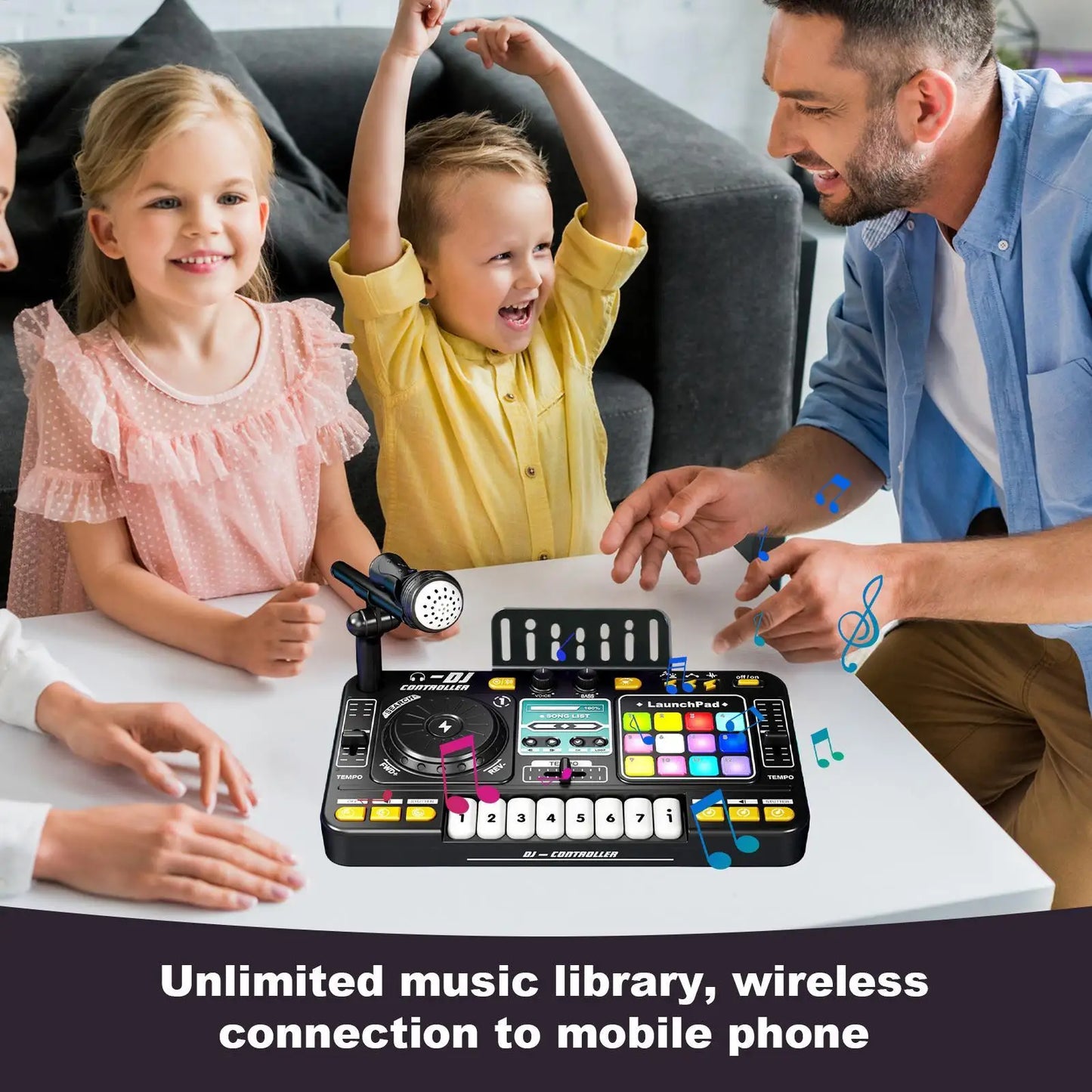 Kids Simulation DJ Mixer Controller Toys, Multi-function Music Effects Electronic Learning Game toys, Birthday Gift For Children