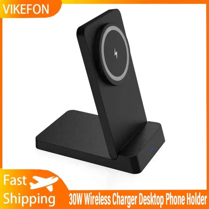 Magnetic 30W Wireless Charger Desktop Fast Charging Station Fold Smart Phone Holder Charge For Magsafe iPhone 16 15 14 13 12 Pro