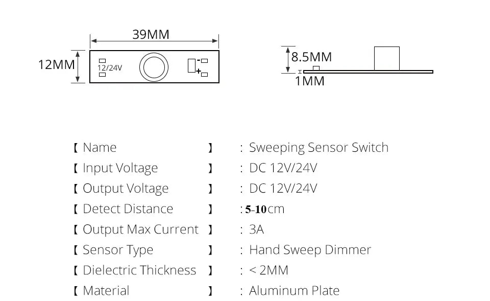 Smart Switch Module Sensor Motion Detector Finger Hand Sweep Sensor DC 12V 24V 3A Maximum 36W Power Light Switches
