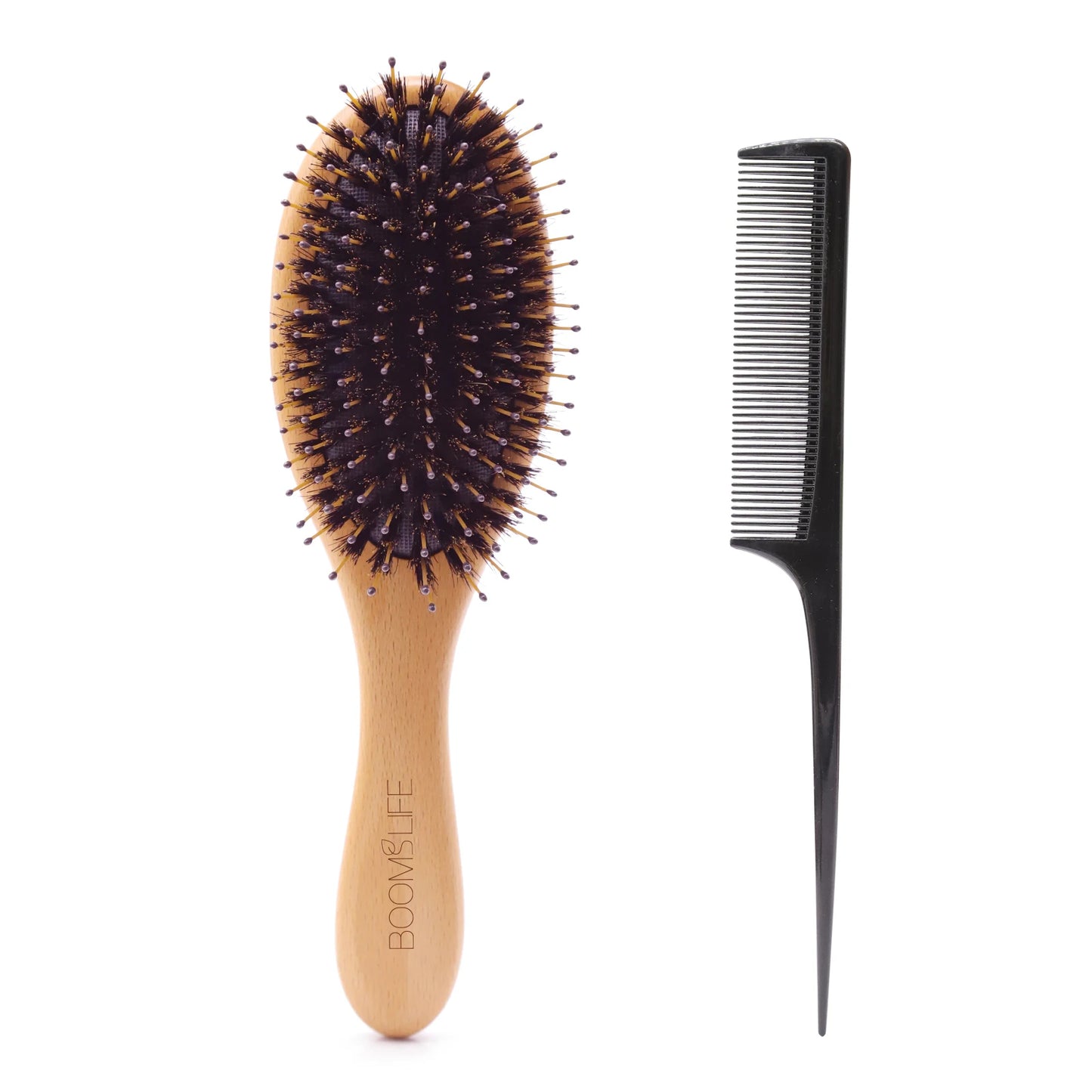 Custom Boar Bristle Hair Brush Women Hair Anti-Static Scalp Massage Comb Wood Hair Brush for Curly Thick Long Hair Detangler