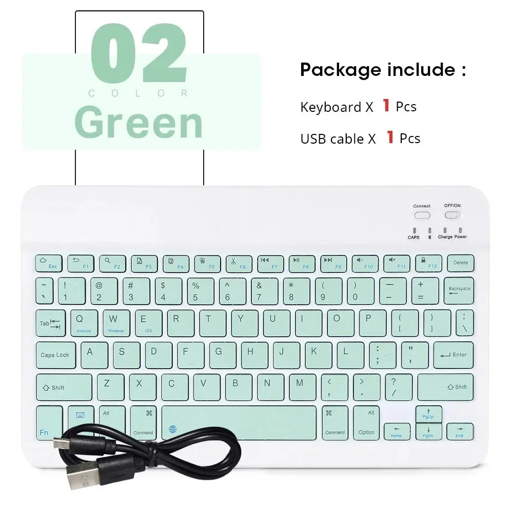 Mini Wireless Bluetooth Mouse 10inch BT Spanish Keyboard For iPad 8 10th 9th generation Phone Tablet Portable For Huawei Android