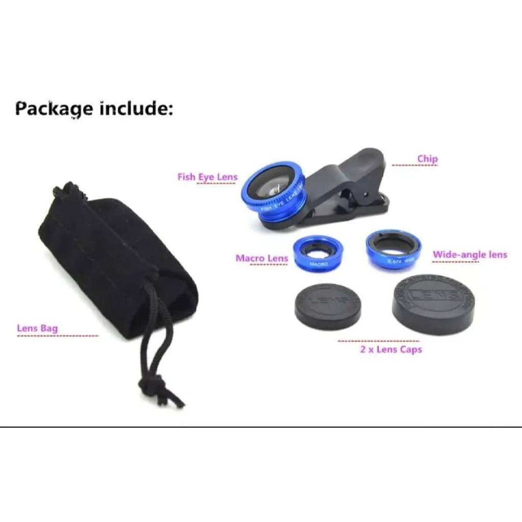 3in1 Fisheye Lens Wide Angle Micro Camera Lens for iPhone 16 15 14 13 11 Zoom Fish Eye Len for Smartphone Lenses with Phone Clip