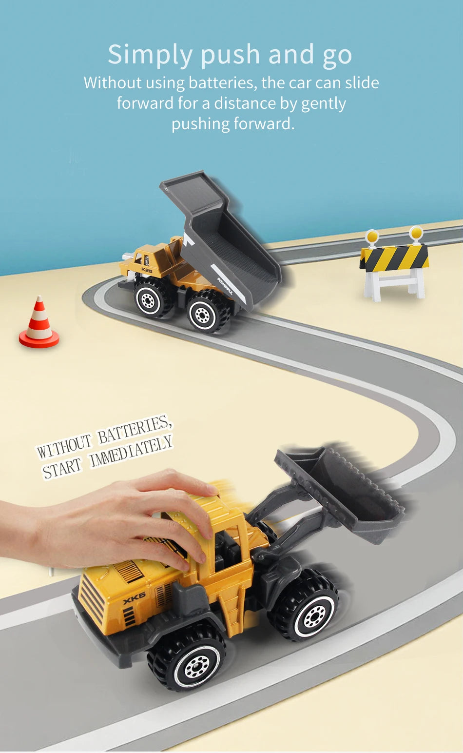 6pcs/set Alloy Engineering Truck Toy Loader Vehicle Excavator Tractor Toys Car Classic Construction Model for 3 years Boys Gifts