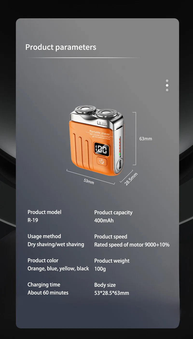 Xiaomi Electric Smart Shaver Mini Dual Blade Digital Display Rechargeable Shaver Household Car Shaver Powerful Men's Gift Shaver