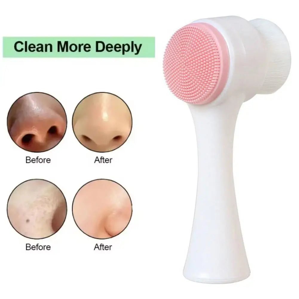 3D double sided silicone Face Cleansing Brush Soft Bristles Exfoliator Gentle Face washing and scrubbing tool