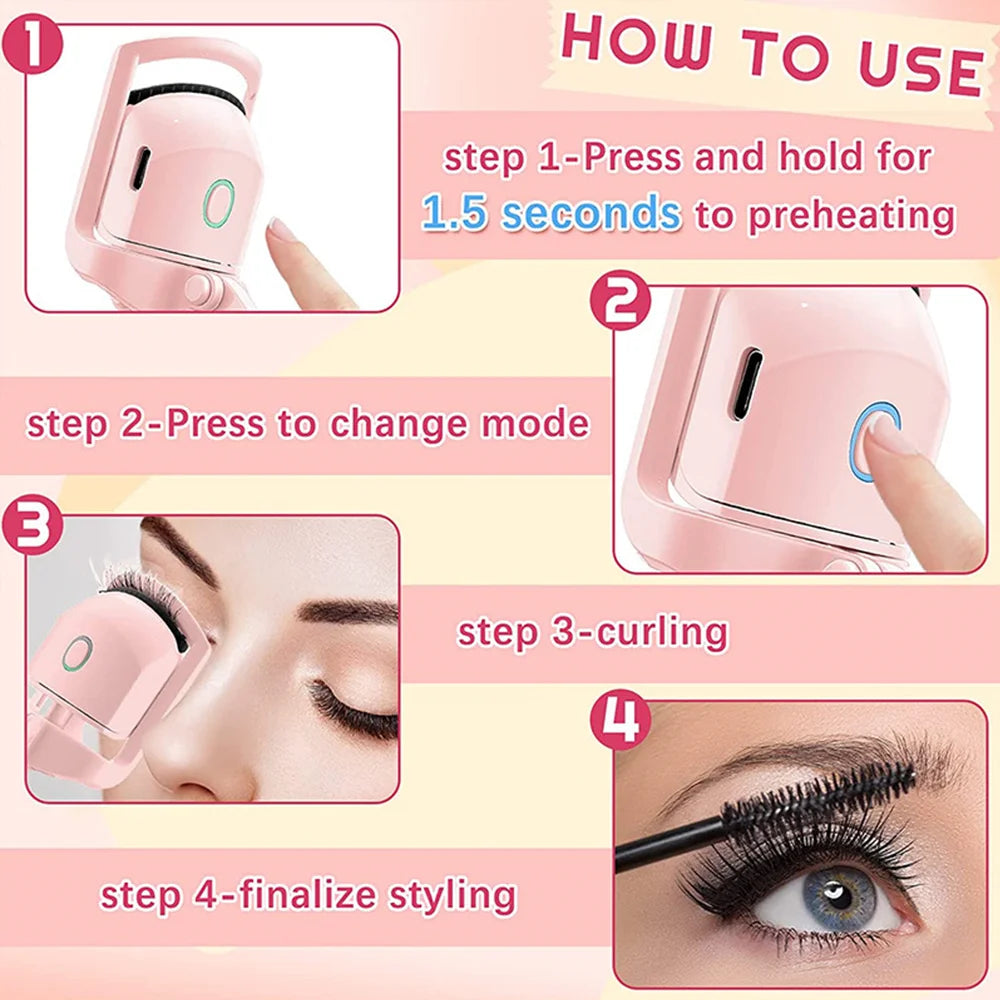 New Rechargeable Electric Eyelash Curler with ABS Craftsmanship Easily Curl Eyelashes All Day Long with Portable Eyelash Curler