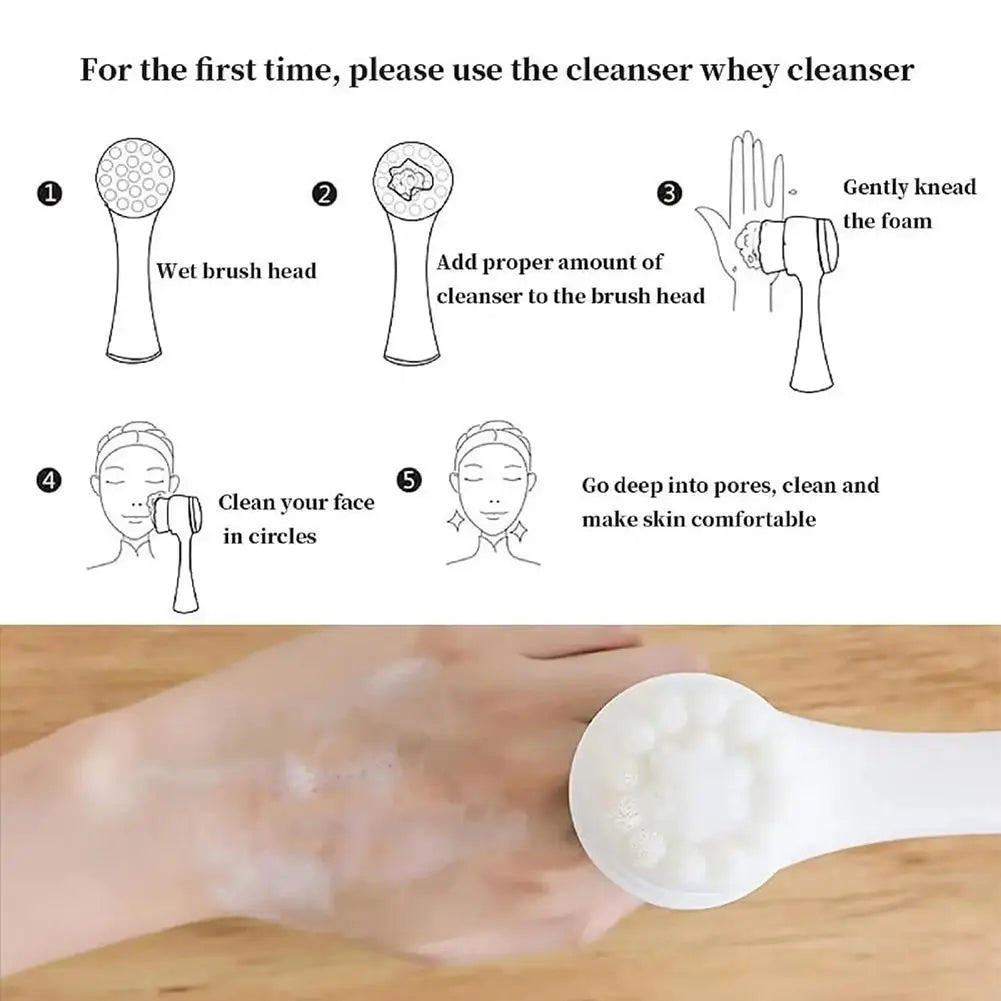 3D double sided silicone Face Cleansing Brush Soft Bristles Exfoliator Gentle Face washing and scrubbing tool