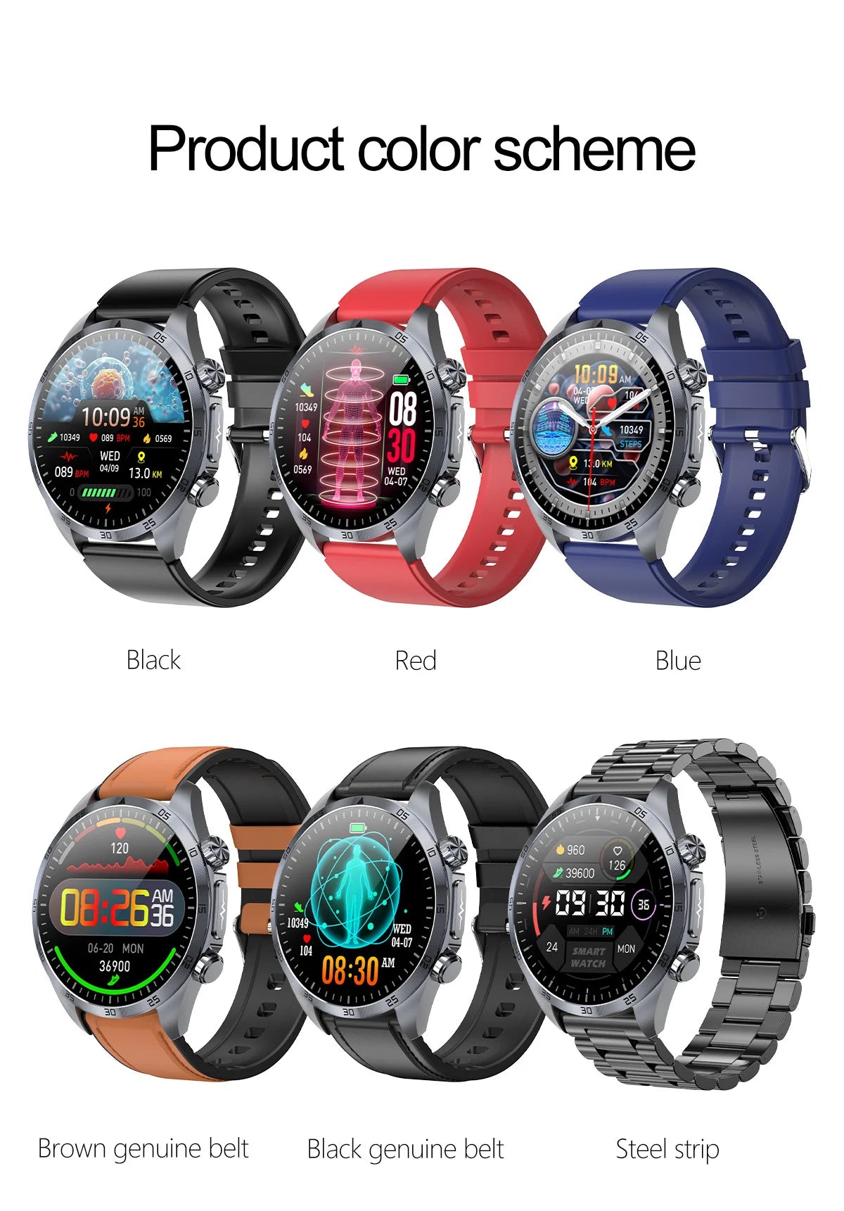 2025 Laser Pulse Uric Acid Blood Fat Nursing Smart Watch Men Body Fat Blood pressure ECG+PPG Sleep aid Treatment Health Watch