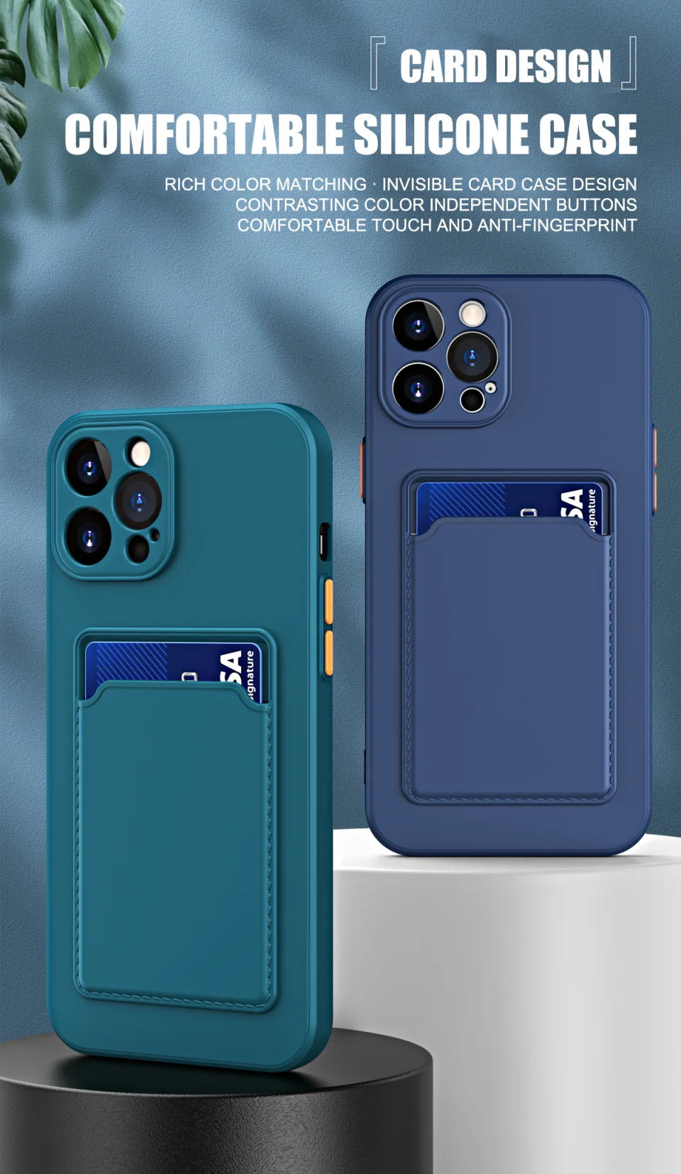Silicone Wallet Case Funda For iPhone 16 Pro Max 15 14 Plus 11 12 13 Mini SE Card Holder Slot Back Cover Protective Accessories