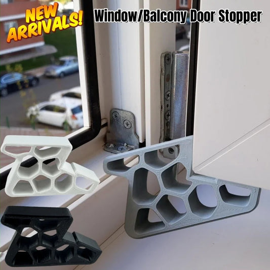 Multi-use Window/Balcony Door Stops with Track Lock,Easy Install/Removal Heavy Duty Door Stopper,Non-Slip Door Wedge Protector