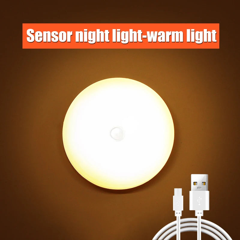Motion Sensor LED Night Light USB Rechargeable Night Lamp For Kitchen Cabinet Wardrobe Lamp Staircase Wireless LED Closet Light