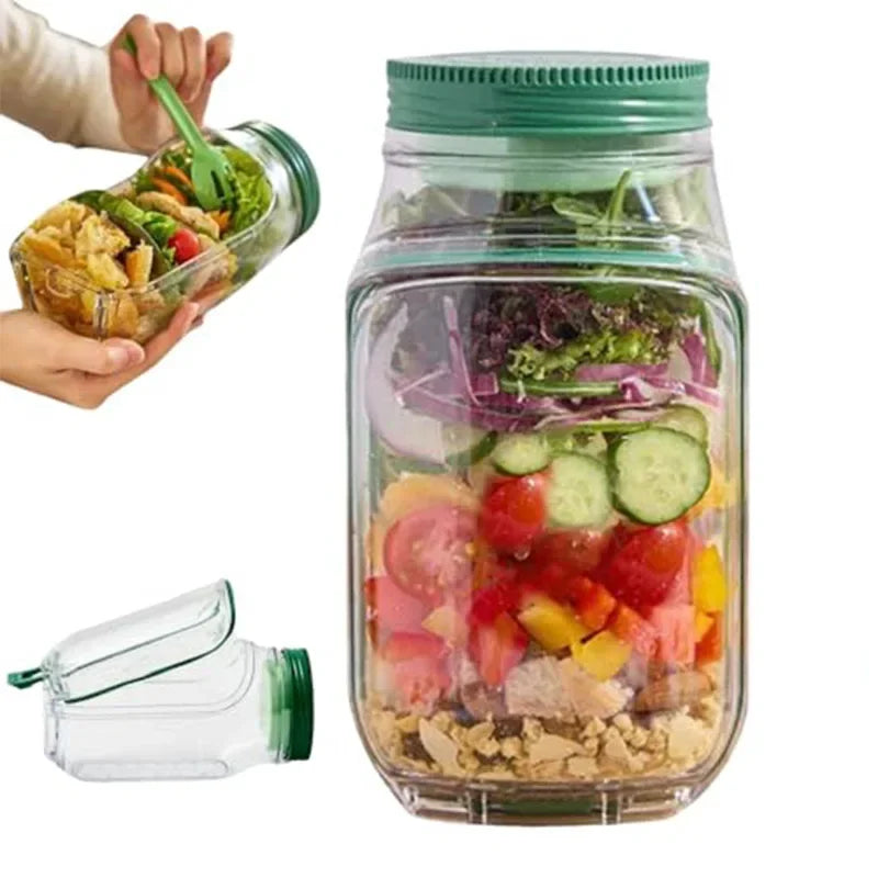 Leakproof Salad Container Plastic Salad Pod Portable Breakfast Fruit Storage Box Keep Fresh Organizer for Picnic Home Office