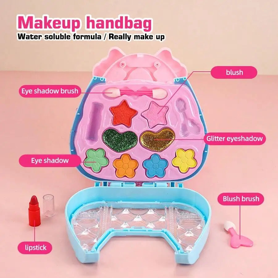 Kids' Dress-Up Toy Set: Makeup Kit, Bowknot Handbag, Jewelry Crossbody Bag | Ideal Gift for Party, Birthday, Christmas