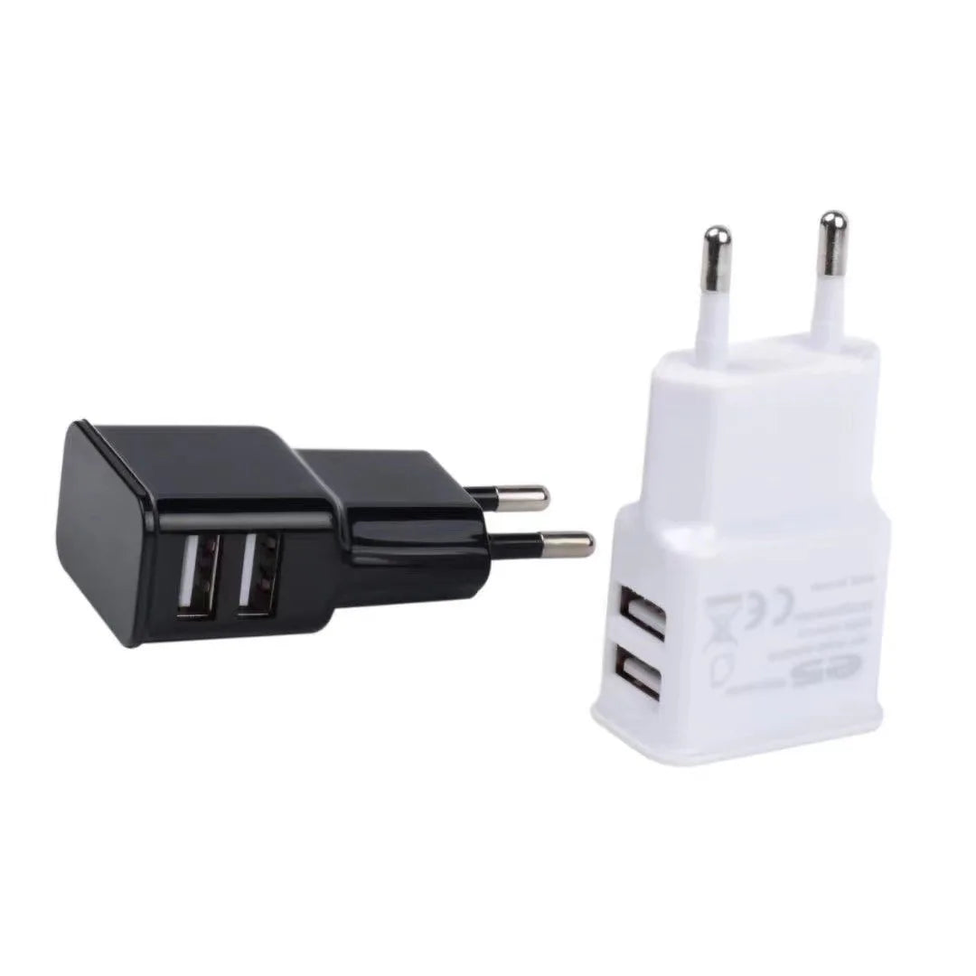Dual USB Plug Power Supply Charger 5V 2A Universal Fast Charging Adapter US EU Plug Travel Portable Dual Power Adapter For Phone