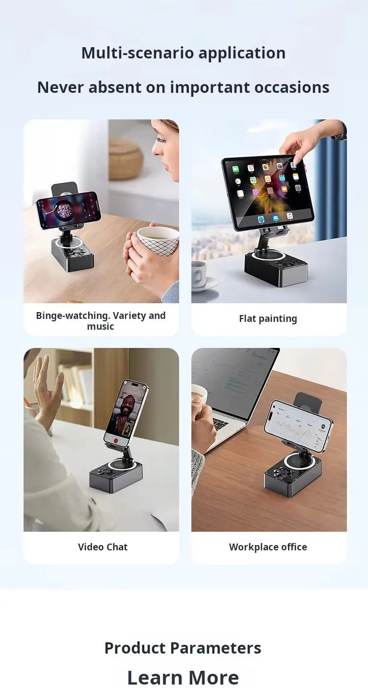 New Cell Phone Holder Stand With Bluetooth Speaker Adjustable Desktop Live Lazy Tablet Bracket Support Portable Wireless Speaker