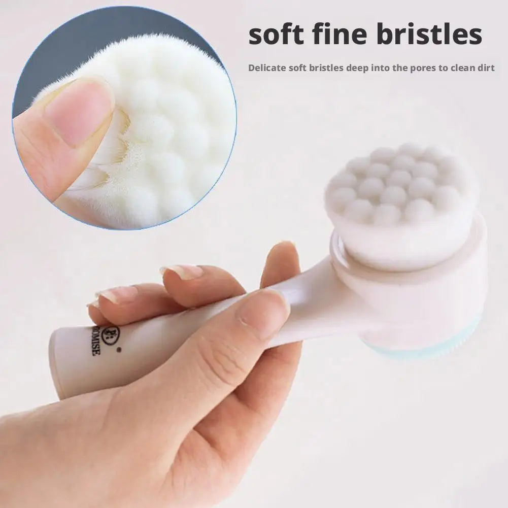 3D double sided silicone Face Cleansing Brush Soft Bristles Exfoliator Gentle Face washing and scrubbing tool