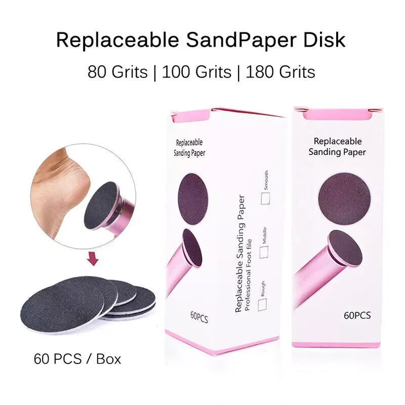 60Replaceable Sanding Disc Callus Remover Tool Electric Foot File Hard Callus Dead Skin Repair Foot Care Set