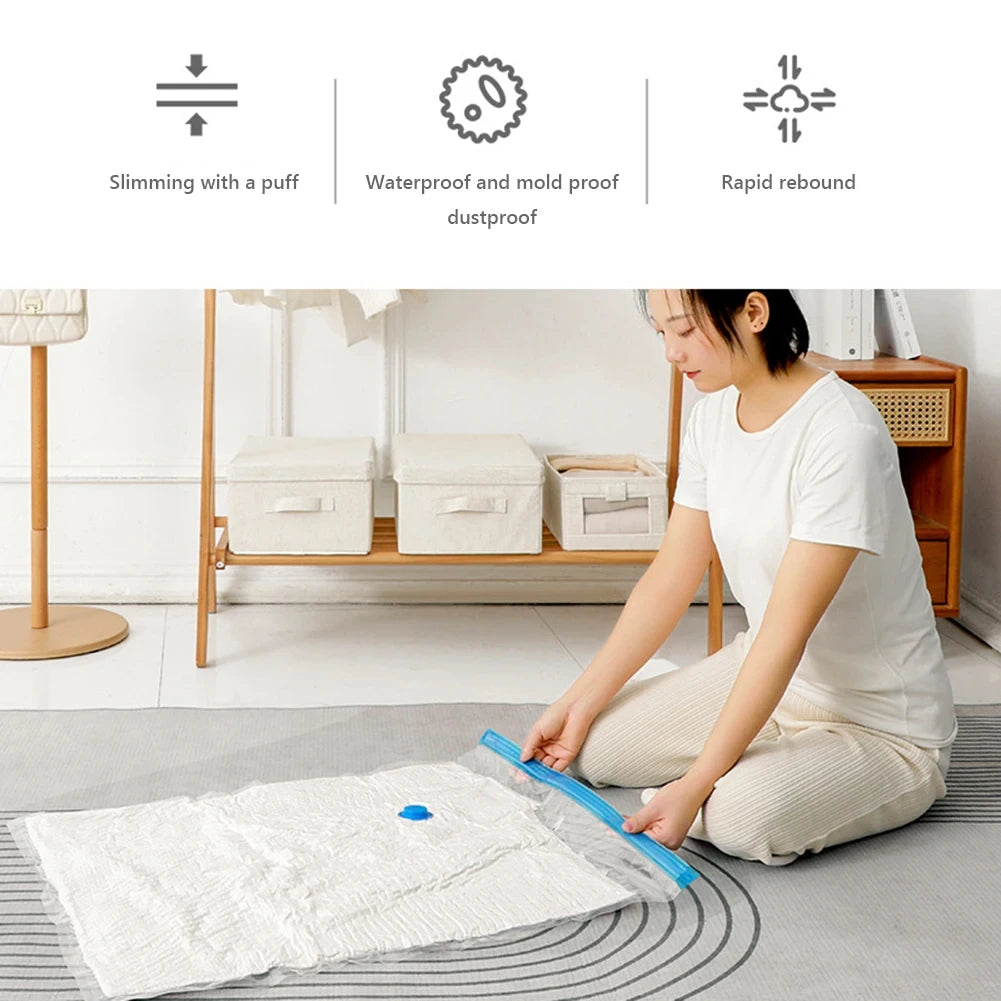 5Pcs Vacuum Storage Bags Vacuum Seal Bag Space Saving Bags Comforters Clothes Pillow Bedding Blanket Travel Vacuum Bag Storage
