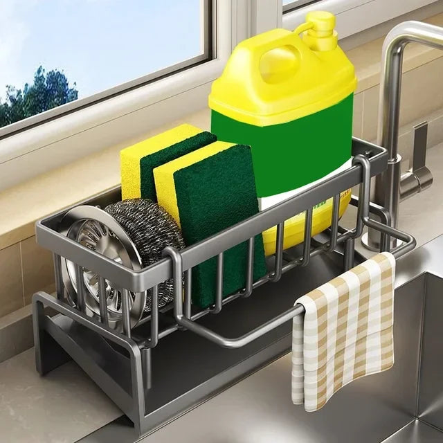 Kitchen Sink Drain Rack Organizer Carbon steel Self-draining Sink Shelf Soap Sponge Holder Dishcloth Towel Rack filter basket