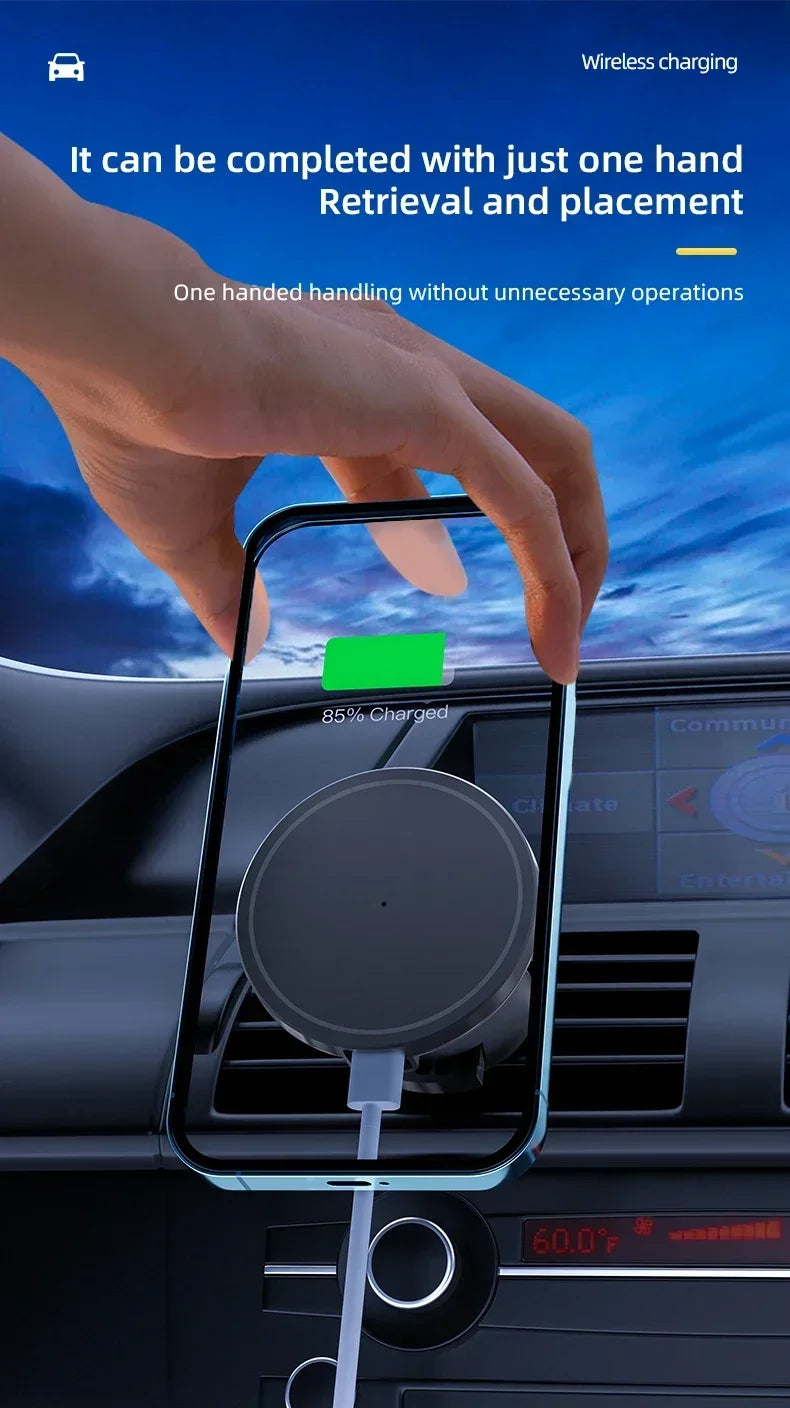 30W Magnetic Car Wireless Charger + Ring For iPhone 12 13 14 15 pro max mini Air Vent Car Phone Holder Stand Fast Car Charging
