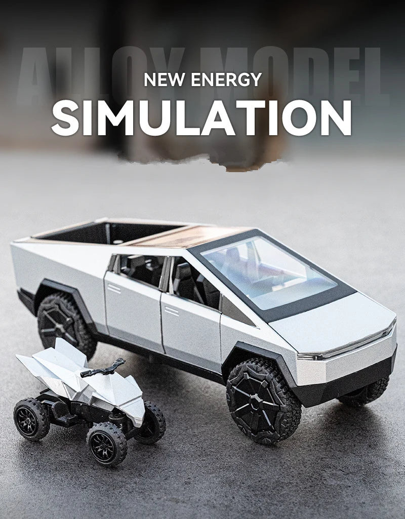1/32 Cyber toy truck Pickup Alloy Car Truck Model Diecasts Metal Off-road Vehicles Model Simulation Sound Light Kids Toys Gift