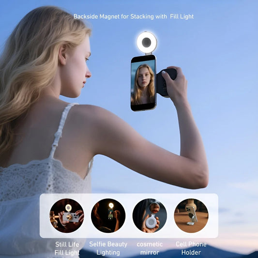 TELESIN Fun Shot Magnetic Phone Camera Grip + C03 Magnetic Selfie Light Bundle Kit Compatible with iPhone & Android