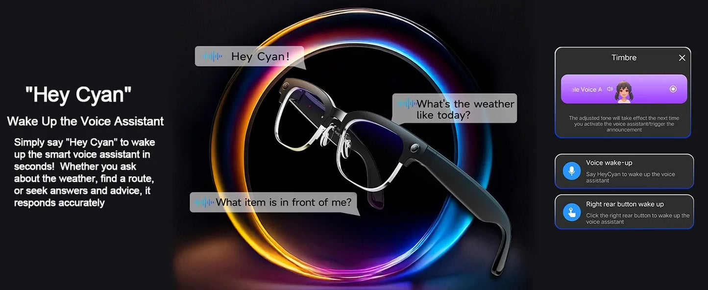 2026 New Smart Glasses 800W Ultra-Wide HD 4K Camera Video Recording 4GB AI Photo Recognition Bluetooth Call Translation Voice