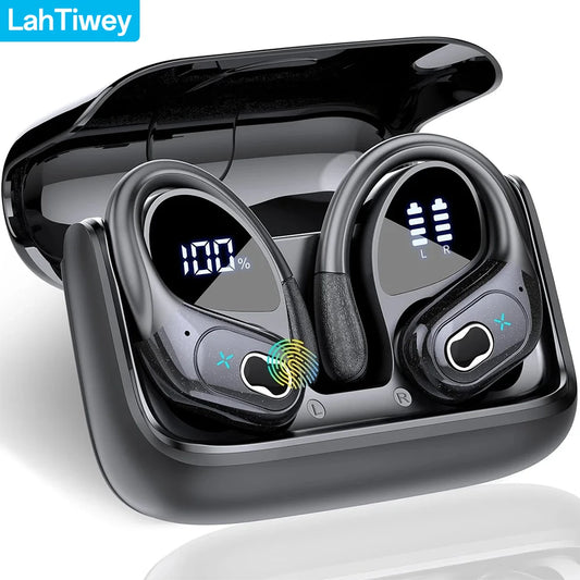 Sports Wireless Earbuds Bluetooth 5.4 TWS Wireless Headphones Waterproof Earhook Earphones with Deep Bass Noise Cancelling Mic