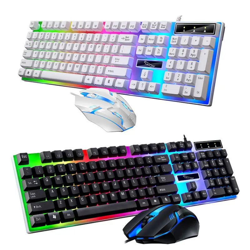 Игровой комплект: клавиатура и мышь с RGB-подсветкой, 104 клавиши, проводная клавиатура и мышь для ноутбука, настольного ПК, планшета.