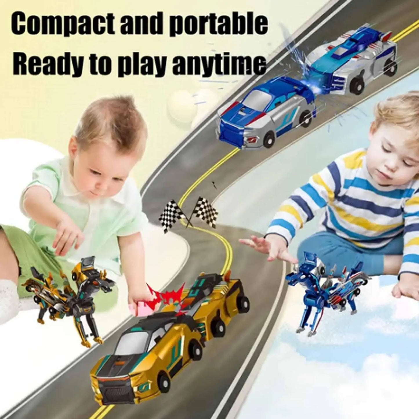 2 in 1 Collision Transforming Car Toy, Magnetic Cars Transform Fun - Cars with Collision Transformation Party Favors Gift