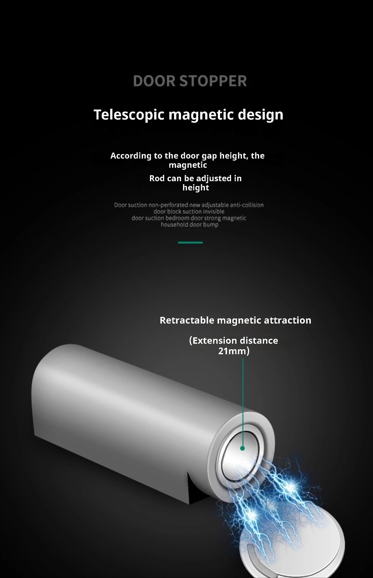 Door Top No Drilling Adjustable Suction Anti-collision Stopper Bedroom Door Strong Magnetic Household Door Collision