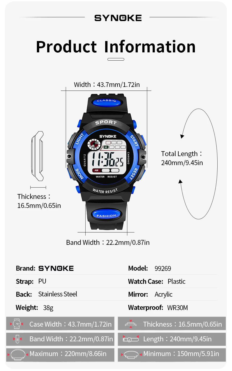 Student Sport Watches For Kids Colorful Electronic Watches Waterproof Clock Children Digital Watch For Boys Fashions Synoke