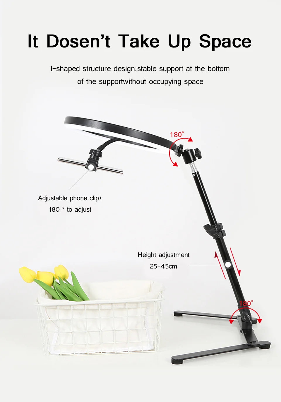 26CM Photography Lighting Phone Ringlight Tripod Stand Photo Led Selfie Remote Fill Ring Light Lamp Video Youtube Live COOK