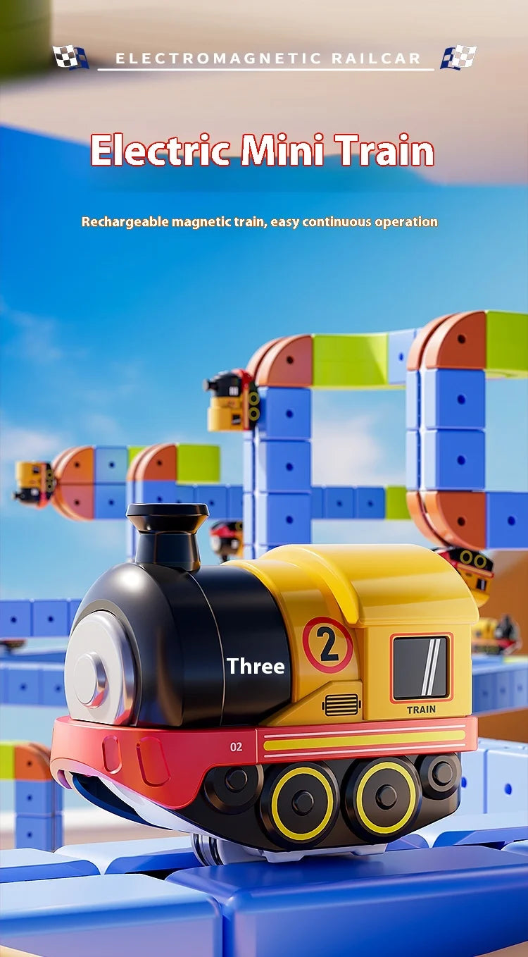 Magnetic Car STEM Racing Car Railtrack Set 2025 - Montessori Motorized Train & Gravity Maze Toy, Educational Gift for Kids