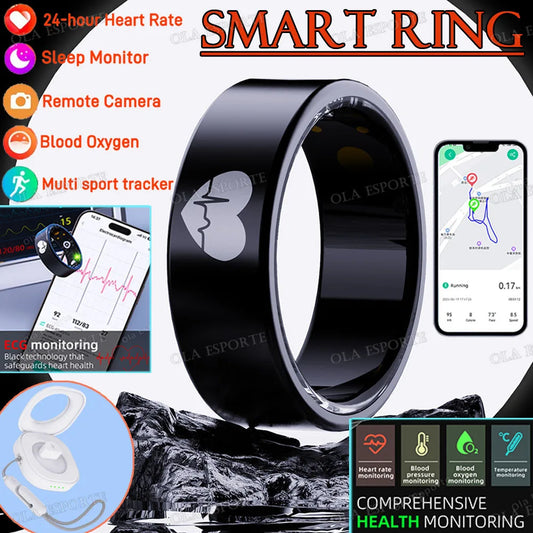 2025 New Smart Ring ECG Detection Blood Pressure,Heart Rate Ring,Body Temperature Monitor Waterproof GPS Tracking Men Women Ring
