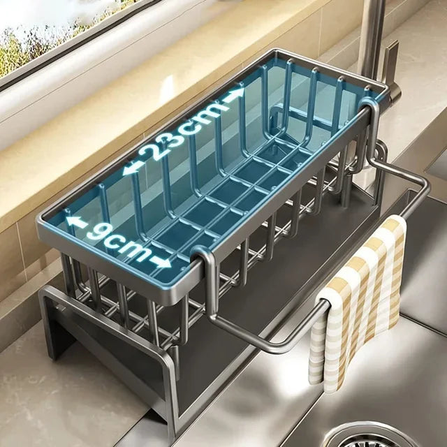 Kitchen Sink Drain Rack Organizer Carbon steel Self-draining Sink Shelf Soap Sponge Holder Dishcloth Towel Rack filter basket