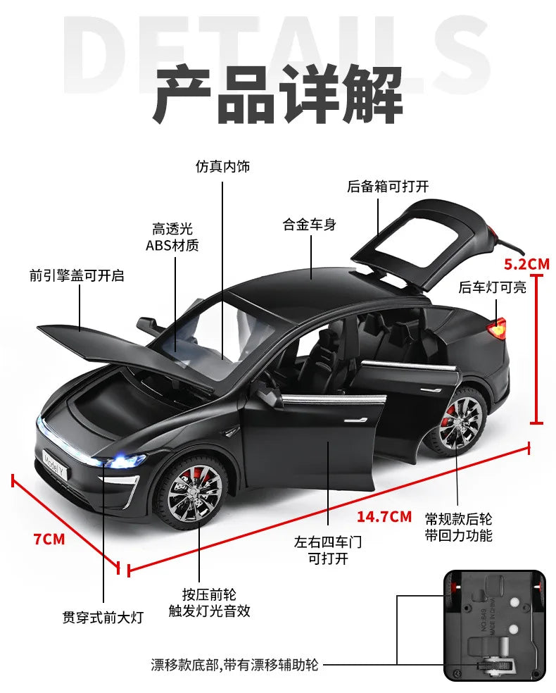 New 1:32 Model Y Electric SUV Metal Alloy Diecast Toy Car Model Sound And Light Children's Toy Collectibles Birthday Gift Friend