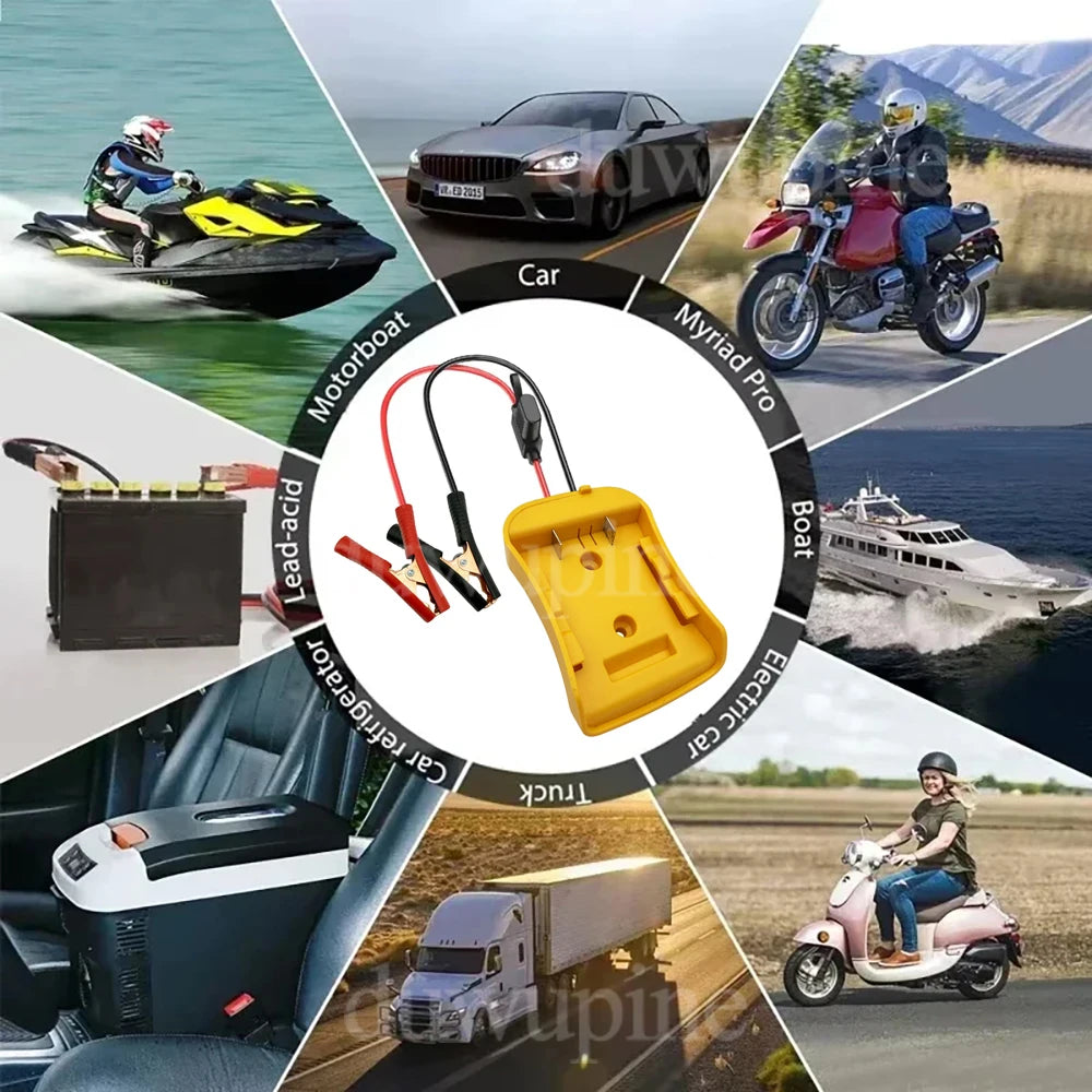 Igniter Jump Starter for Makita DeWalt Milwaukee 18V Battery Car Booster Cable with Fuse Automotive Emergency Power DIY Adapter