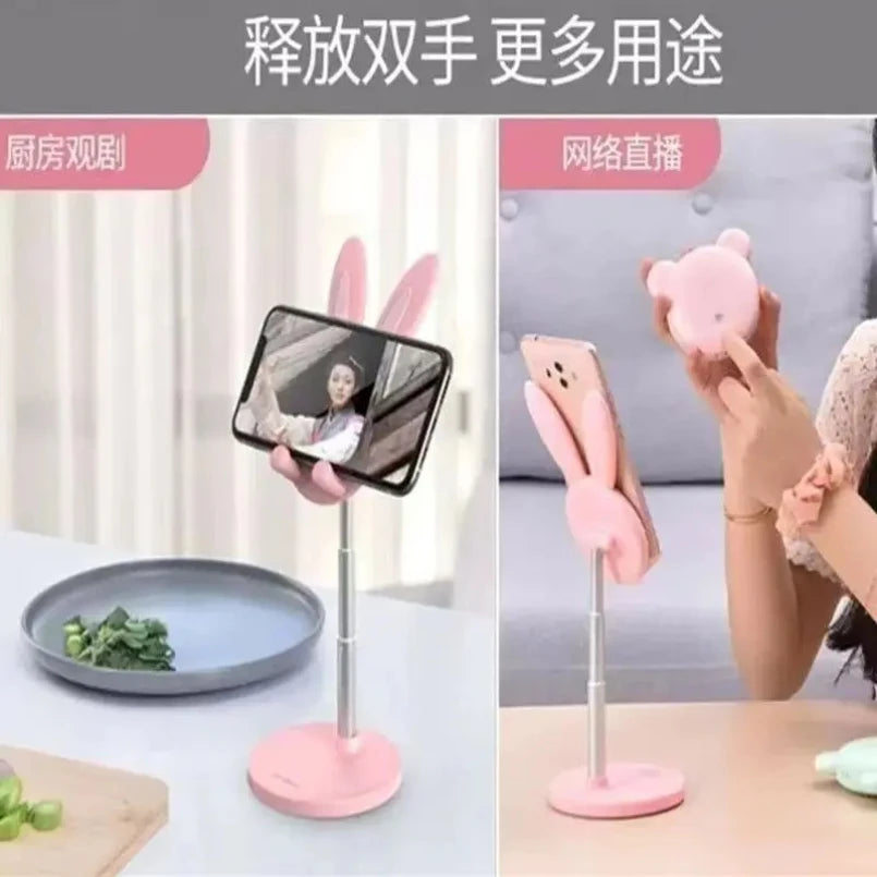 The Cute Rabbit Mobile Phone Stand Desktop Can Lift and Adjust the Desktop Phone Accessories Phone Stand Phone Grip