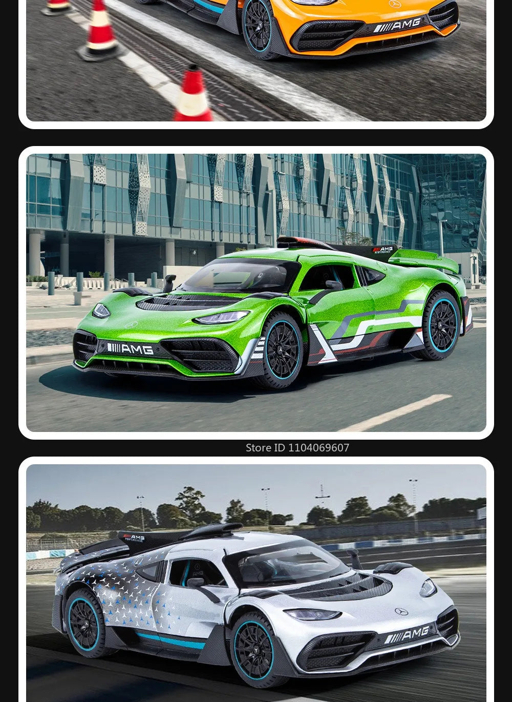 Scale 1:24 ONE Sports Car Model Toy Modified Metal Diecast Free Wheeling Vehicles Simulation Sound & Light Gift for Children