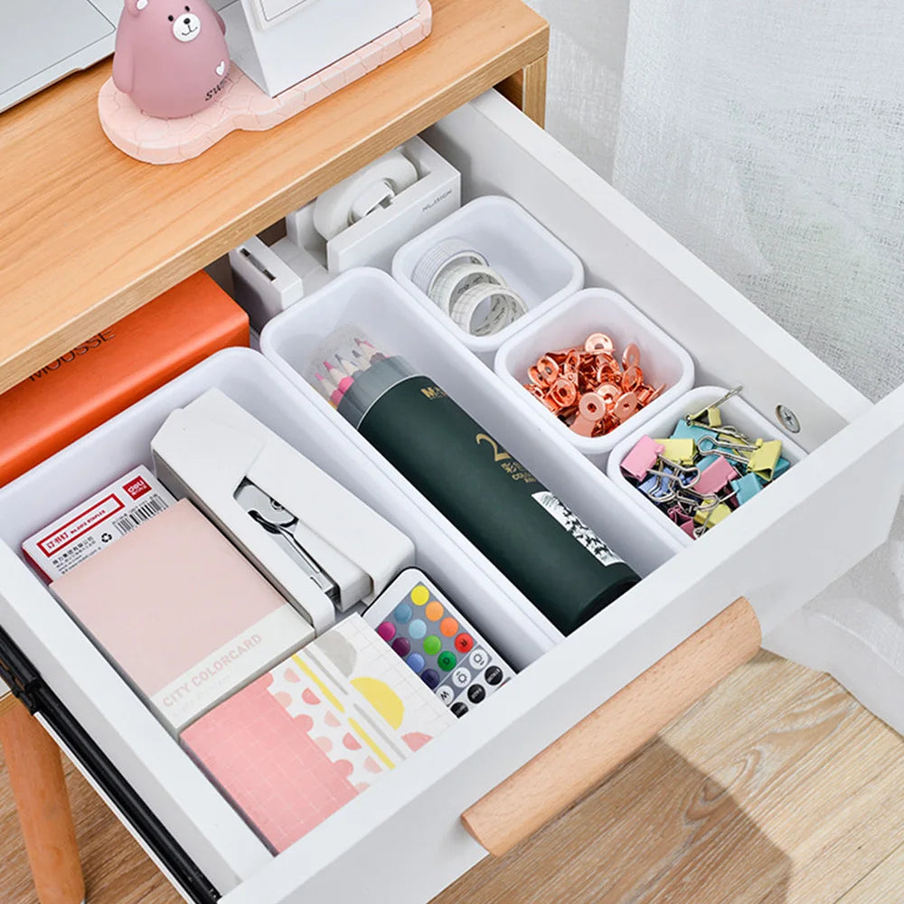 8pcs/set Adjustable Drawer Organizer Box Trays Make Up Cosmetics Sundries Divider Holder Kitchen Bathroom Closet Jewellery Box