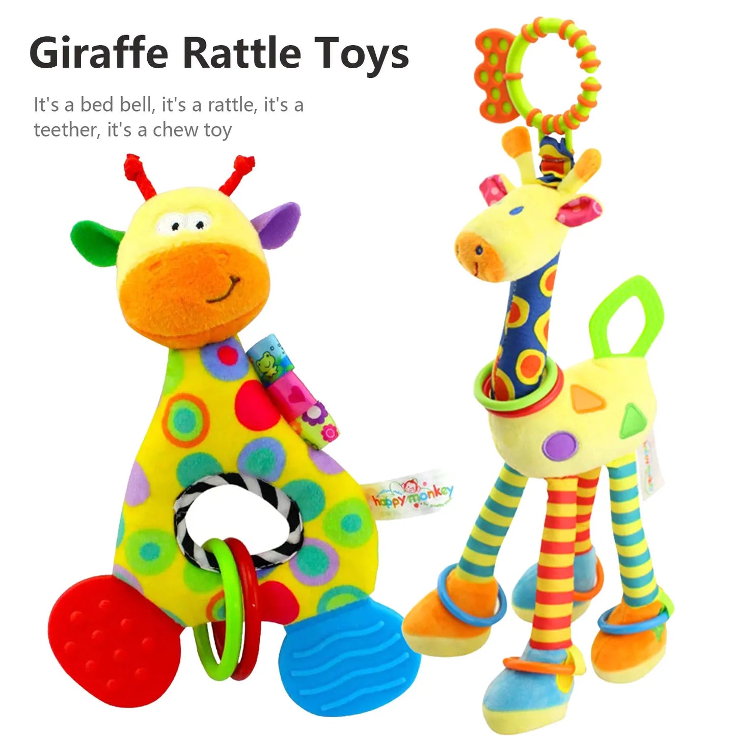 7Types Baby handheld toys rattle music Teether can bite Baby grip training Crib bell Stroller hanging bell Giraffe gift