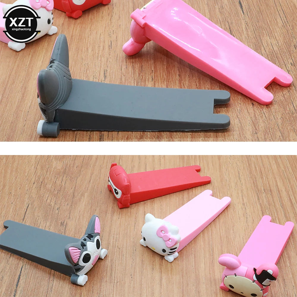 Cute Cartoon Silicone Door Reusable Shock Absorbent Block Wedge Doorstops Door Handle Stopper Home Door Anti-collision Stopper