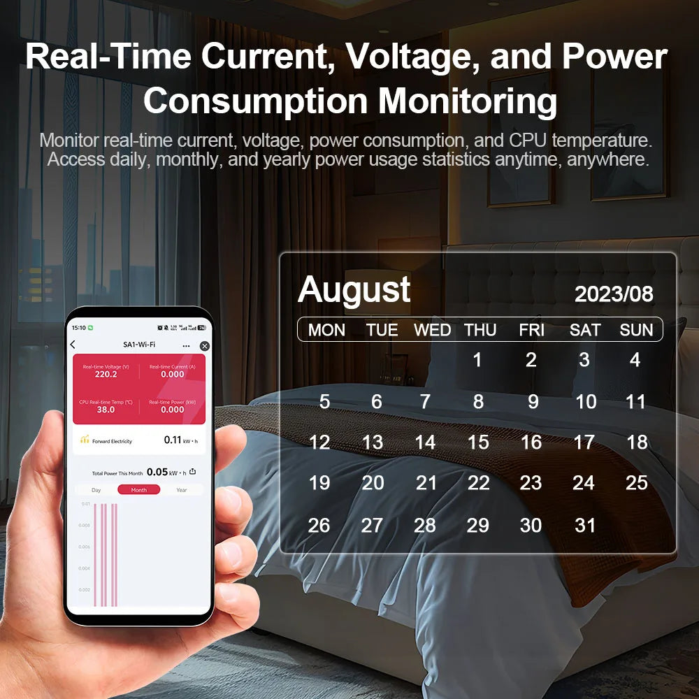 Tuya Smart WiFi Energy Meter – 1-50A Real-Time Power & Energy Monitoring, Home Assistant Compatible TONGOU