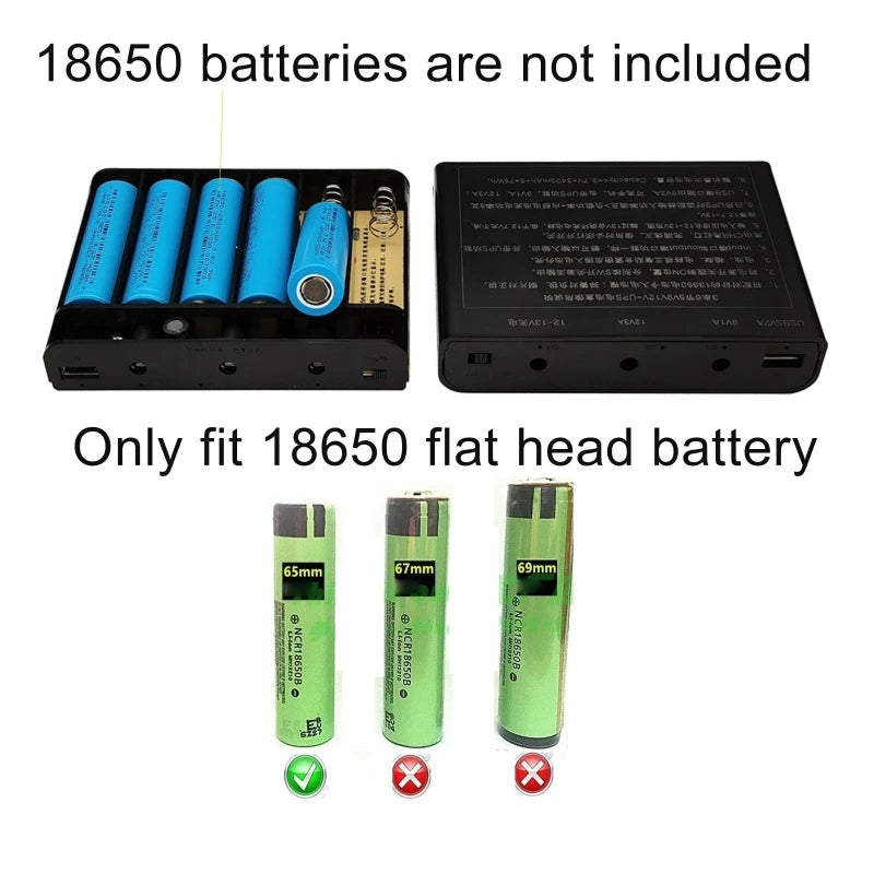 USB 5V 9V 12V Output DIY 18650 Battery UPS Power Supply Box for DVR Wireless Router Modem Mobile Phone LED and Drop Shipping