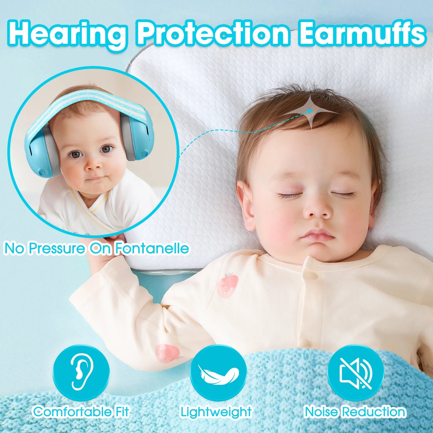 Infant Ear Muffs Noise Cancelling Soft Padded Design Baby Ear Protection Headphones with Elastic Headband