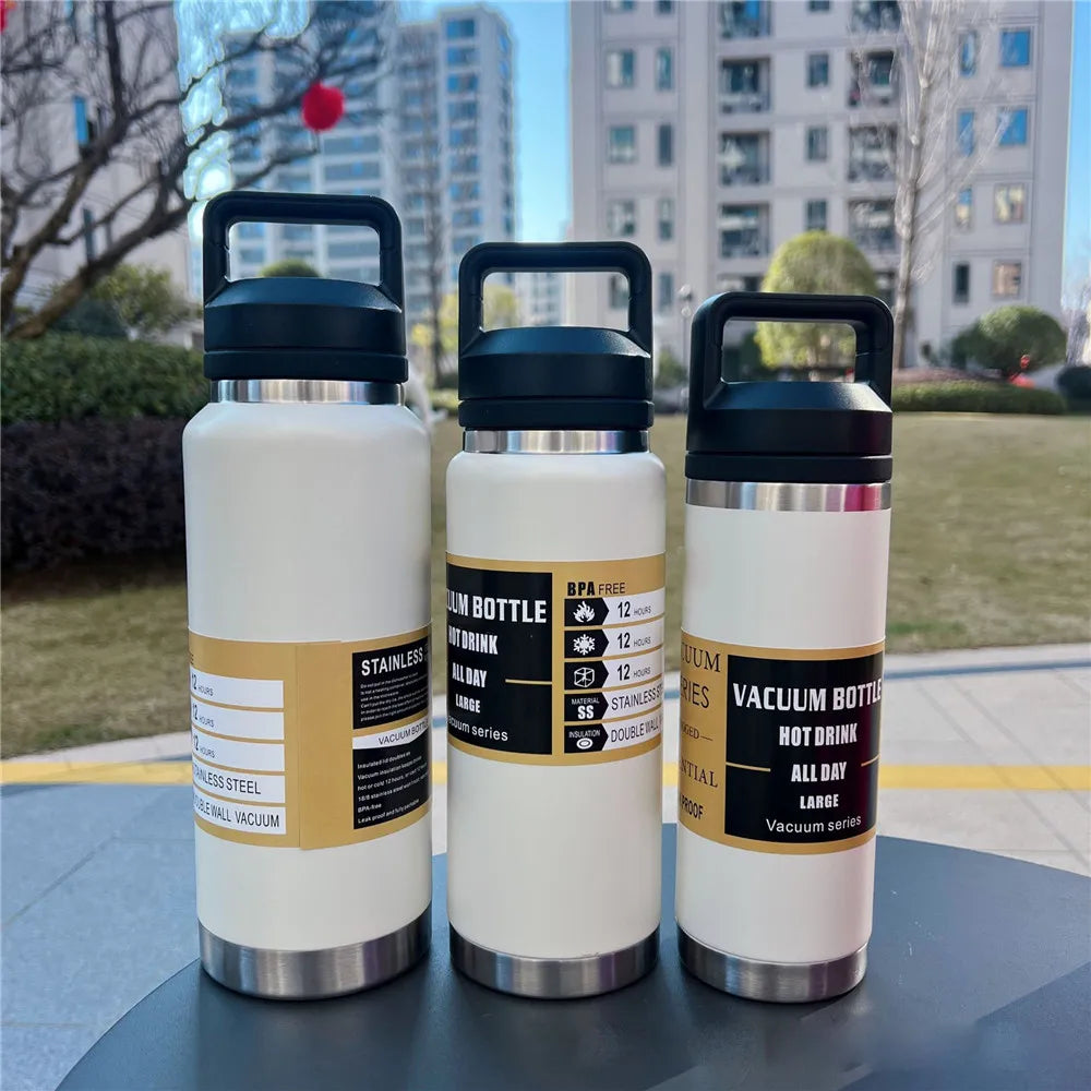 800ml 1100ml Large Capacity Water Bottle Stainless Steel Thermos Vacuum Insulated Flask Bottle Leakproof Sports Portable Tumbler