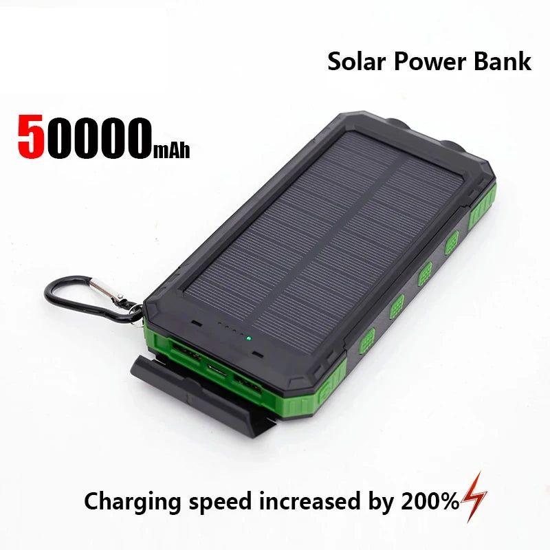 200000mAh Solar Power Bank Portable Large Capacity Charger Compatible with IOS Android USB-A and USB-C Fast Charging